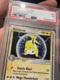 SWIRL PSA 1 2003 Pokemon EX Sandstorm Raichu EX Holo Foil Rare 98/100 - Image 3
