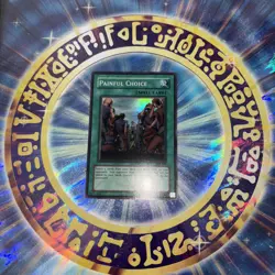 YUGIOH PAINFUL CHOICE SUPER RARE NEAR MINT MRL-049 NA PRINT - Image 1