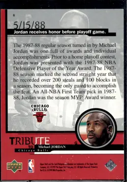 1999 Upper Deck Tribute to Michael Jordan #8 Michael Jordan - Image 2