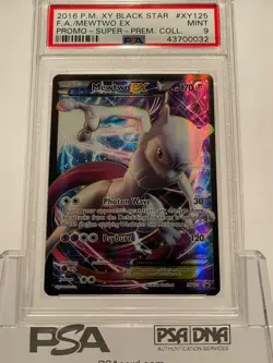 2016 P.M. XY Black Star Promo # XY125 FA/ MEWTWO EX SUPER PREM. COLL. PSA 9 MINT - Image 1