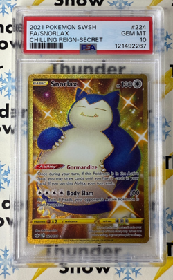 ⚡❄ 2021 Pokemon SWSH Chilling Reign #224 Full Art Snorlax Secret PSA 10 - Image 1