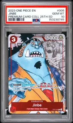 2023 ONE PIECE PREMIUM BANDAI PREMIUM COLLECTION 25TH EDITION #005 JINBE PSA 10 - Image 1
