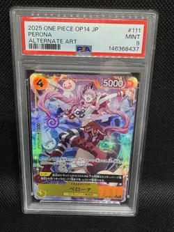 2025 ONE PIECE JPN OP14-THE AZURE SEA'S SEVEN ALTERNATE ART #111 PERONA PSA 9 - Image 1