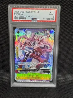 2025 ONE PIECE JPN OP14-THE AZURE SEA'S SEVEN ALTERNATE ART #111 PERONA PSA 9 - Image 2