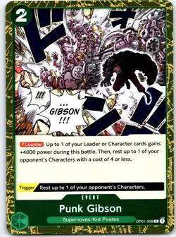 Punk Gibson OP01-058 Rare Romance Dawn One Piece Foil NM - Image 1