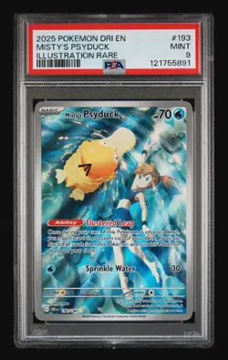 2025 Pokemon DRI EN Mistys Psyduck 071 PSA 9 Illustration Rare Scarlet Violet - Image 1