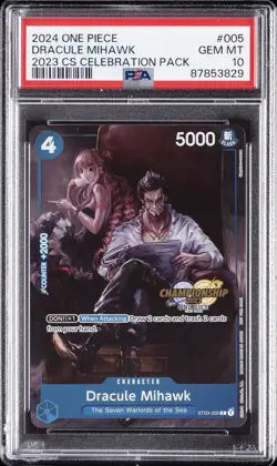2024 ONE PIECE CHAMPIONSHIP 2023 CELEBRATION PACK #005 DRACULE MIHAWK PSA 10 - Image 1