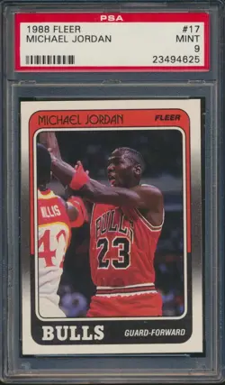 1988 FLEER BASKETBALL #17 MICHAEL JORDAN PSA 9 MINT HOF - Image 1
