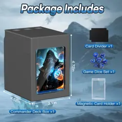 Mtg Deck Box with Life Counter, Commander Deck Box Fits 100 Double-Sleeved Cards - Image 2