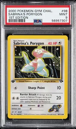 2000 POKEMON GYM CHALLENGE 1ST ED #98 SABRINA'S PORYGON PSA 9 - Image 1