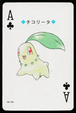 Chikorita Ace of Clubs Pokemon Silver Deck Playing Cards Heavily Played - Image 1