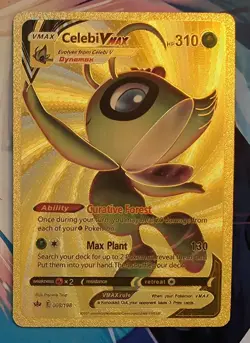 X 1 Celebi VMAX Gold Foil Fan Art Card HP 310 Pokemon Card - Image 2