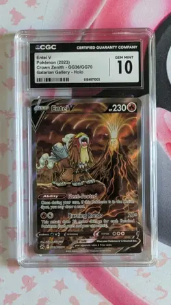 Pokemon Card Galarian Gallery Crown Zenith Entei v GG36/GG70 CGC 10 - Image 1