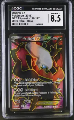 CGC 8.5 NM/MINT+ Darkrai EX 118/122 Breakpoint Ultra Rare Holo Pokemon Card - Image 1