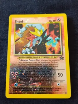 Pokemon Card Entei Movie Promo Black Star #34 Wizards Of The Coast 2001 PL - Image 1