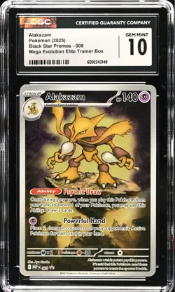 CGC 10 GEM MINT Alakazam 009 MEGA Evolution Black Star Promo Holo Pokemon Card - Image 1
