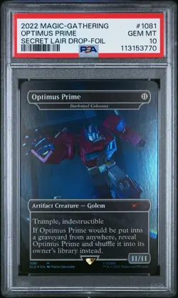 2022 Magic Gathering 1081 Optimus Prime Secret Lair Drop Foil PSA 10 113153770 - Image 1