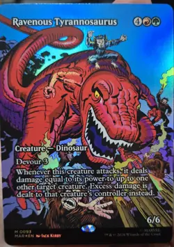 MTG Ravenous Tyrannosaurus FOIL MAR Magic Marvel Universe Borderless - Image 1