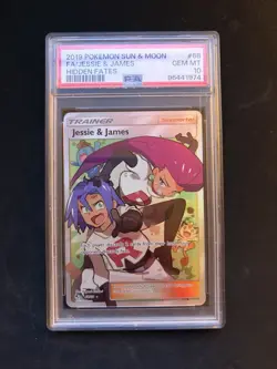 Pokemon TCG Hidden Fates Jessie & James 68/68 Full Art Holo Ultra Rare PSA 10 - Image 1