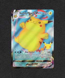 Pokemon Surfing Pikachu VMAX Ultra Rare Full Art Holo Celebrations 009/025 - Image 1