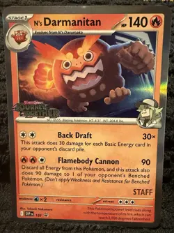 Pokemon Card N's Darmanitan 181 Black Star Promo Journey Together STAMP STAFF - Image 1