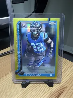 2025 Topps Chrome Lathan Ransom RC Auto Yellow Refractor /275 Panthers Rookie - Image 1