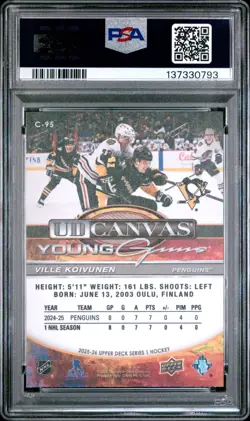 2025 Upper Deck UD Canvas Young Guns C95 Ville Koivunen YG RC PSA 10-137330793 - Image 2