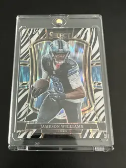 2025 Panini Select - Premier Level Jameson Williams #171 Zebra Shock Prizm - Image 1
