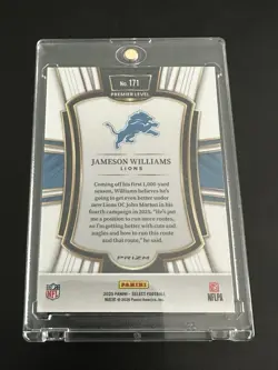 2025 Panini Select - Premier Level Jameson Williams #171 Zebra Shock Prizm - Image 2