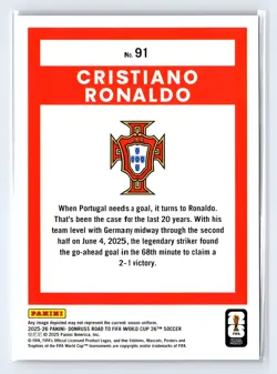 2025-26 Donruss Road to FIFA World Cup #91 Cristiano Ronaldo - Image 2