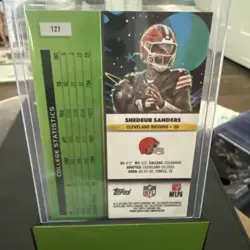 2025 Topps Chrome Cosmic Football Shedeur Sanders RC Aqua Equinox Refractor /199 - Image 3