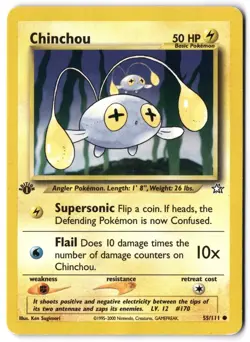 Pokemon Chinchou 55/111 1st Edition Common - Neo Genesis - LP - Image 1