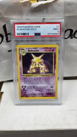 1999 ALAKAZAM HOLO RARE BASE SET POKEMON TCG PSA 7 NEAR MINT #1/102 - Image 3