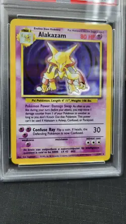 1999 ALAKAZAM HOLO RARE BASE SET POKEMON TCG PSA 7 NEAR MINT #1/102 - Image 5