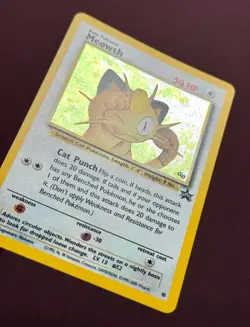 Pokemon 2000 Black Star Promo #10 Meowth Holo SWIRL, Wizards Vintage GB Stamp NM - Image 2