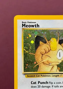 Pokemon 2000 Black Star Promo #10 Meowth Holo SWIRL, Wizards Vintage GB Stamp NM - Image 3