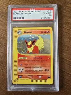 PSA 10 GEM MINT Flareon H7/H32 HOLO RARE Skyridge Pokemon Card - Image 1