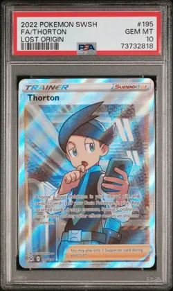 Pokemon - Thorton - PSA 10 GEM Mint - Full Art - Lost Origin - Free Pack! - Image 1