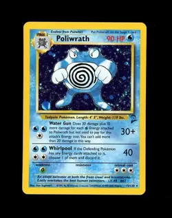 2000 Pokemon BASE 2 POLIWRATH HOLO 15/130 RARE! LP - Image 1