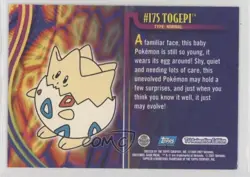 Togepi Topps Pokemon TV Animation Edition Johto Series 1 #175 2001 - Image 2