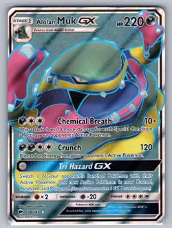 Alolan Muk GX 138/147 Ultra Rare Burning Shadows Pokemon Holo Lightly Played - Image 1