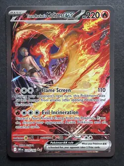 Pokemon TCG Team Rocket's Moltres EX SIR 229/182 - Image 1