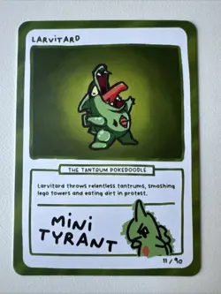 Larvitard (Larvitar) 11/90 - Pokedoodles Set 2 Fan Art- Pokemon - Image 1