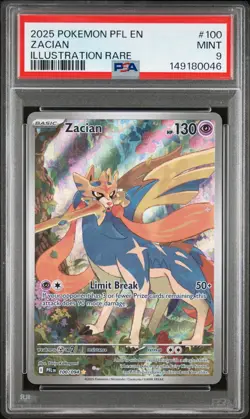 2025 Zacian Pokemon English PFL-Phantasmal Flames 100/094 Graded Card PSA 9 IR - Image 1