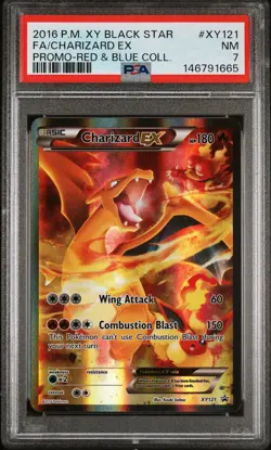 2016 Charizard EX Pokemon XY Black Star Promo XY121 Full Art Graded Card PSA 7 - Image 1