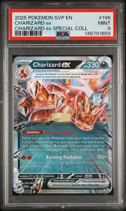2025 Charizard Ex Pokemon Svp En-Sv Black Star Promo 196 Graded Card PSA 9 - Image 1