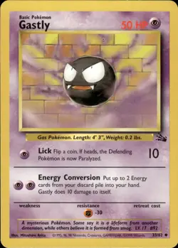 Pokemon 1999 Gastly Uncommon Fossil 33/62 Unlimited LP - Image 1