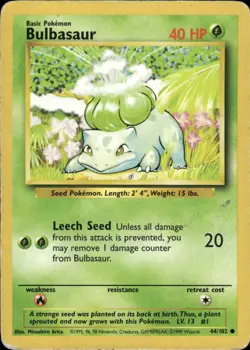 Pokemon 1999 Bulbasaur Common Base Set 044/102 HP - Image 1