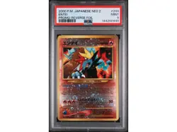 2000 Pokemon Japanese PSA 9 Neo 2 Entei Reverse Holo Promo Card 🌀SWIRL🌀 - Image 1