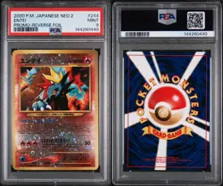 2000 Pokemon Japanese PSA 9 Neo 2 Entei Reverse Holo Promo Card 🌀SWIRL🌀 - Image 3